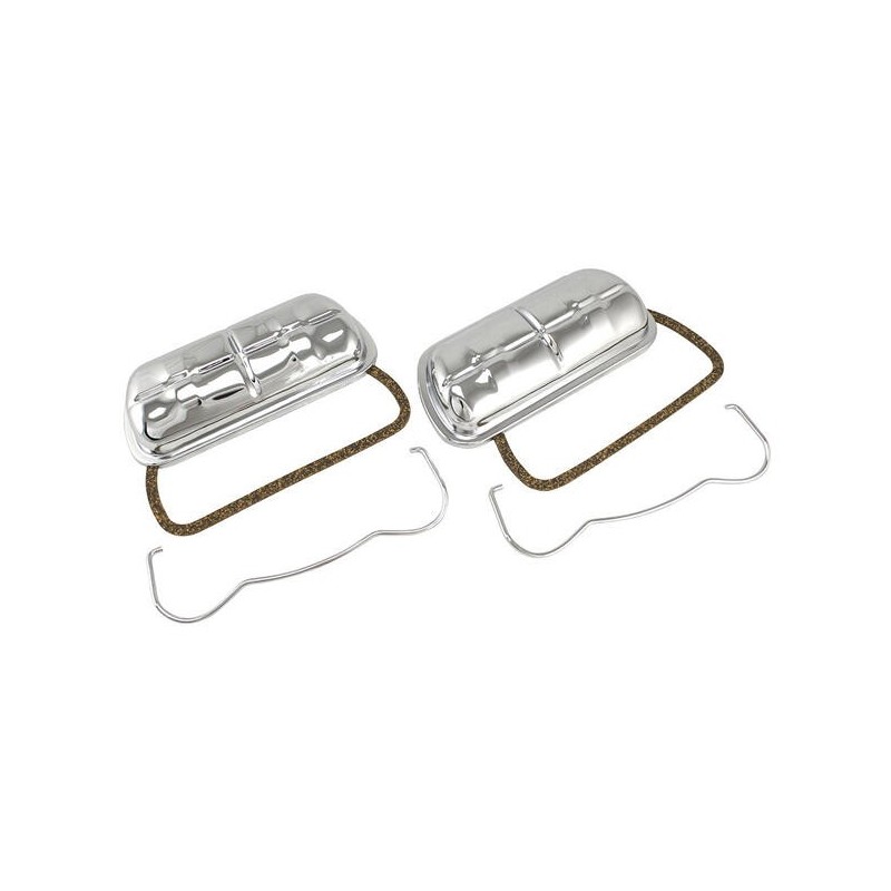 SET DE 2 CACHES CULBUTEUR CHROME ORIGINE(sans agraphe ni joint)