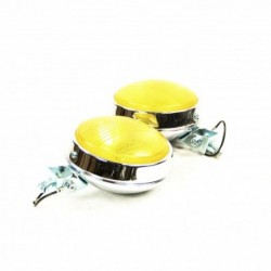 SET DE 2 PHARES ANTI-BROUILLARD CHROMES JAUNES